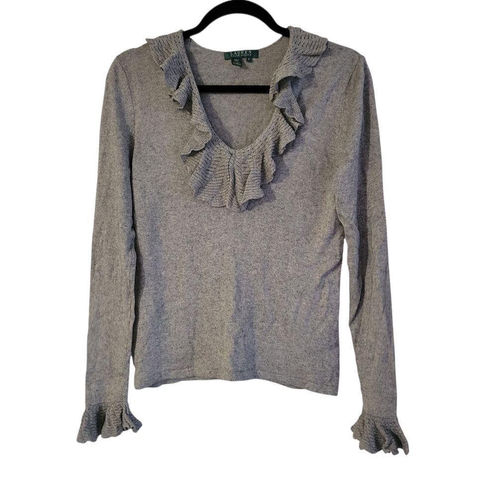 Lauren Ralph Lauren Heather Gray Ruffle Blouse